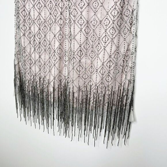 TAHARI Winter Beaded Fringe Mini Dress  - Picture 11 of 15
